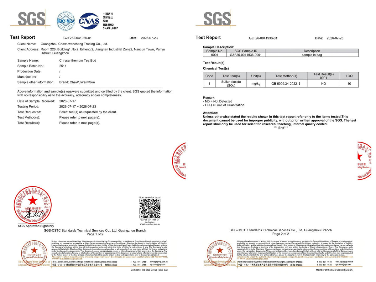 SGS Test Report - Chrysanthemum Tea Sulfur Dioxide Free