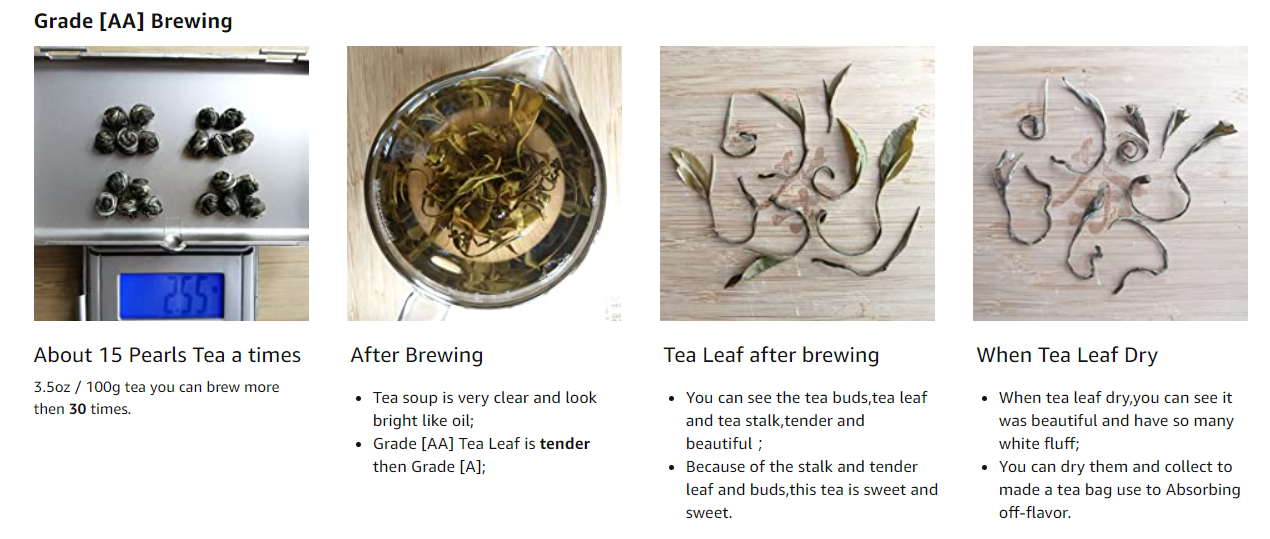 Cha Wu-Jasmine Pearls Tea Dragon Ball,Loose Leaf Green Tea of Chinese