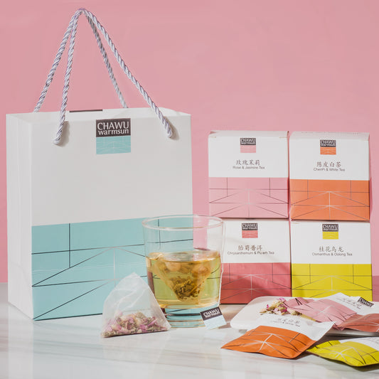 Cha Wu-4 Flavor Combination Gift Bag,32 Tea bags,A Month's Tea Gift,8 Count/Boxs(Pack of 4)