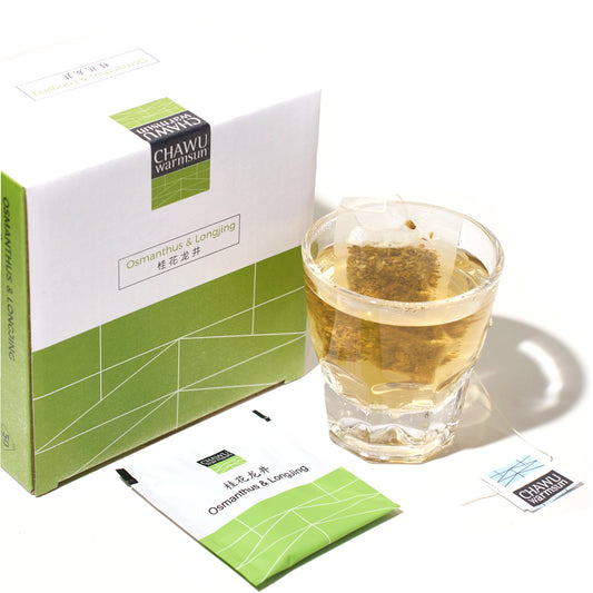 Cha Wu-Osmanthus & LongJing Green Tea Bags,50 Tea Bags,Natural Flower and Broken Tea