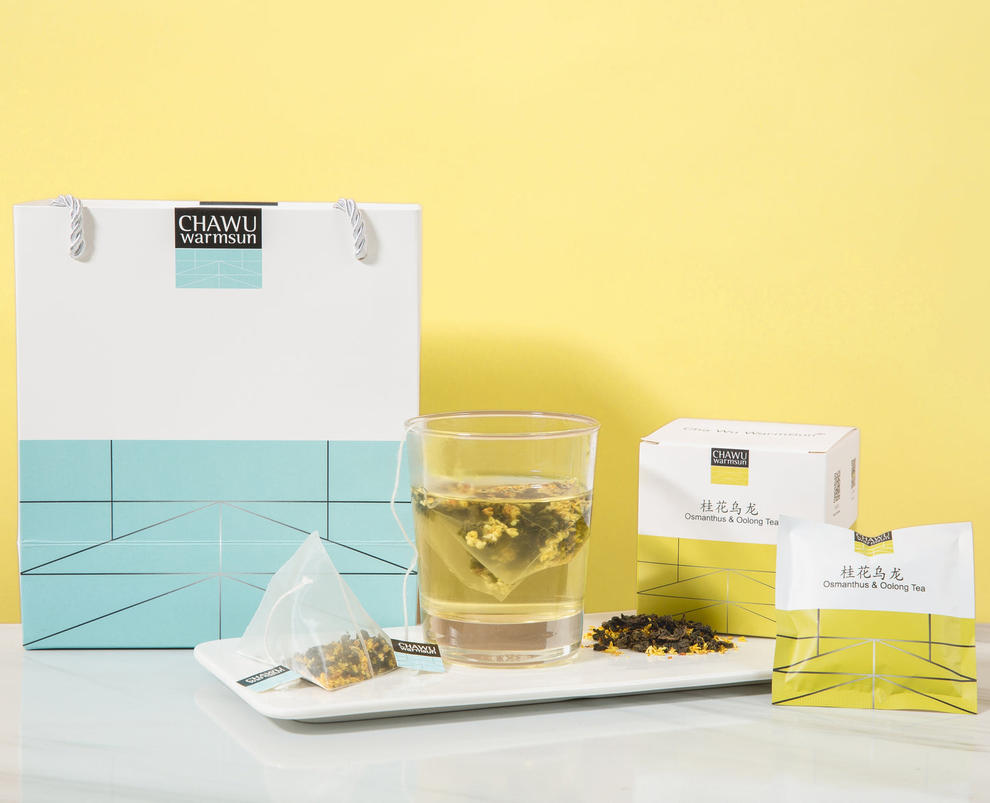 Cha Wu-Osmanthus & Oolong Tea Bags,16 Tea bags,8 Count/Box(Pack of 2),Natural Osmanthus with Light Roasting TieGuanYin Oolong Tea Loose Leaf