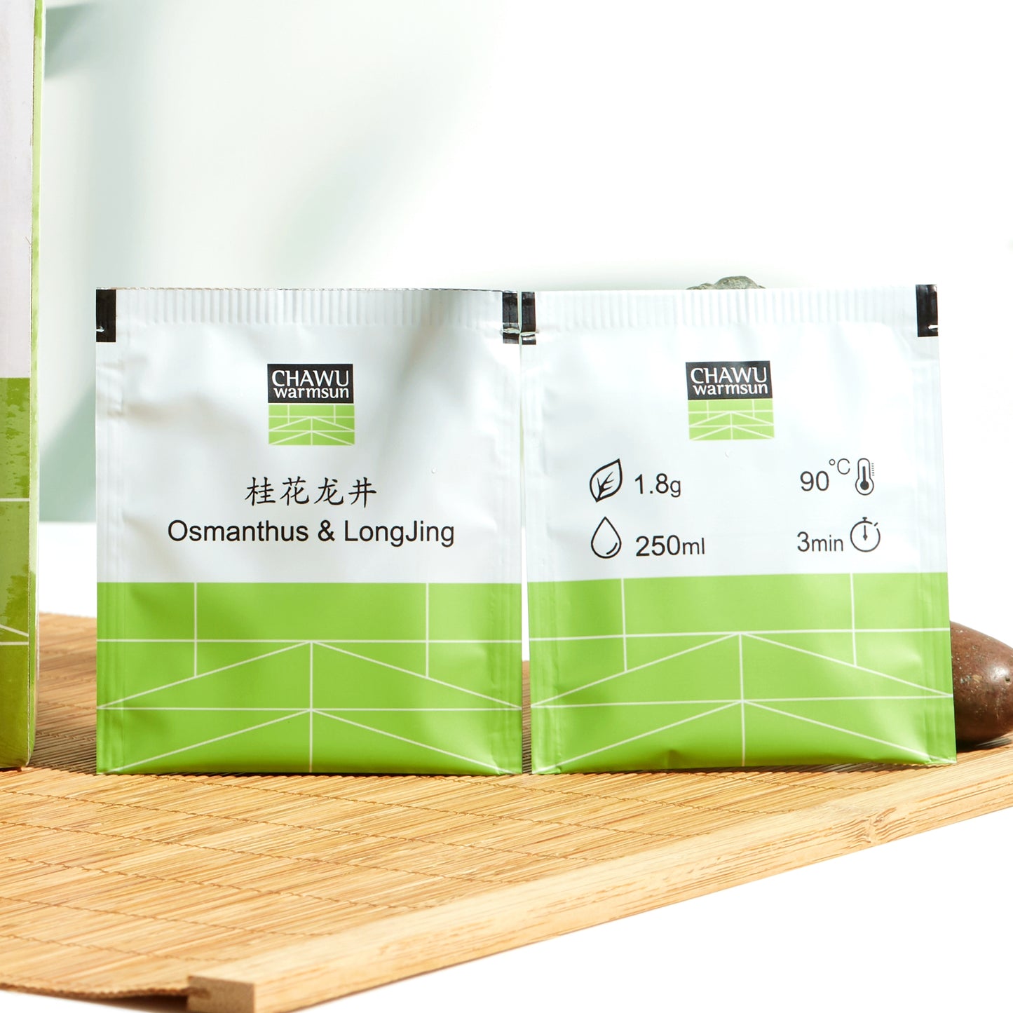 Cha Wu-Osmanthus & LongJing Green Tea Bags,50 Tea Bags,Natural Flower and Broken Tea