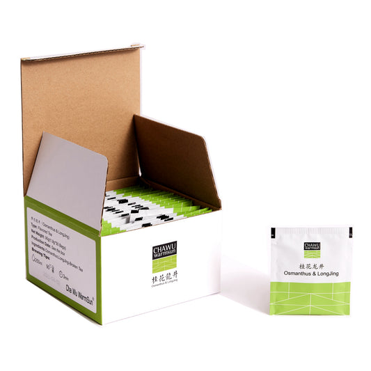 Cha Wu-Osmanthus & LongJing Green Tea Bags,50 Tea Bags,Natural Flower and Broken Tea