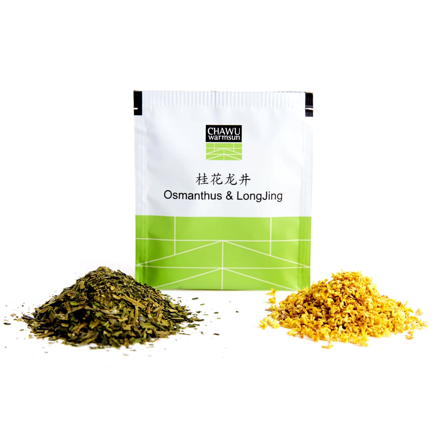 Cha Wu-Osmanthus & LongJing Green Tea Bags,50 Tea Bags,Natural Flower and Broken Tea