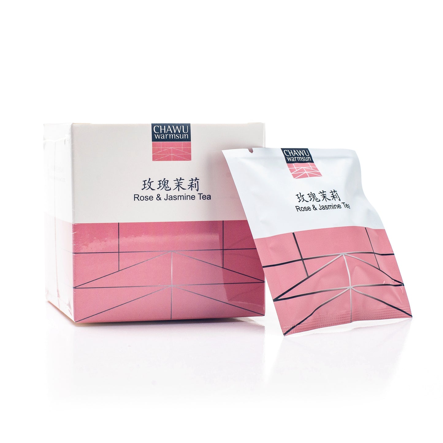 Cha Wu-Rose & Jasmine Tea Bags,16 Tea bags,8 Count/Box(Pack of 2),Natural Rose Tea Bud with High Quality Jasmine Green Tea loose leaf
